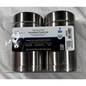 Mainstays 2-Pack 16oz Stainless Steel Insulated Food Jars Silver MS3029801570592